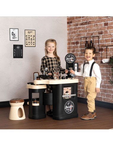 S7600320243,Salon coafura pentru copii Smoby Barber Shop, Barber and Cut negru
