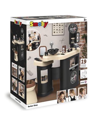 S7600320243,Salon coafura pentru copii Smoby Barber Shop, Barber and Cut negru