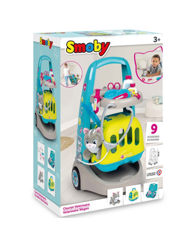 S7600340402,Jucarie Smoby Set veterinar cu carucior si pisica