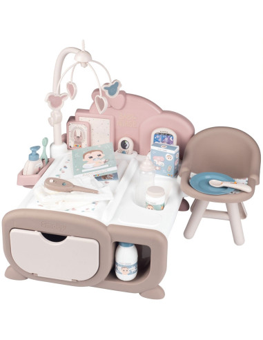 S7600220379,Centru de ingrijire pentru papusi Smoby Baby Nurse Cocoon Nursery crem cu papusa si accesorii