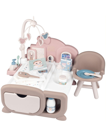 S7600220379,Centru de ingrijire pentru papusi Smoby Baby Nurse Cocoon Nursery crem cu papusa si accesorii