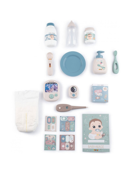 S7600220379,Centru de ingrijire pentru papusi Smoby Baby Nurse Cocoon Nursery crem cu papusa si accesorii