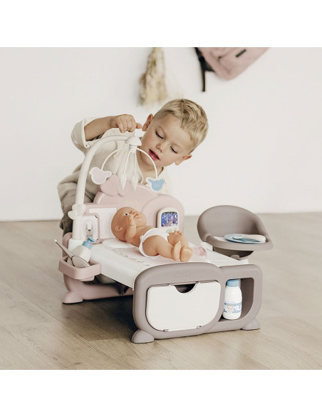 S7600220379,Centru de ingrijire pentru papusi Smoby Baby Nurse Cocoon Nursery crem cu papusa si accesorii
