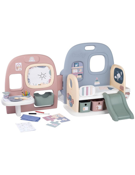 S7600240307,Centru de ingrijire pentru papusi Smoby Baby Care Childcare Center albastru roz cu accesorii