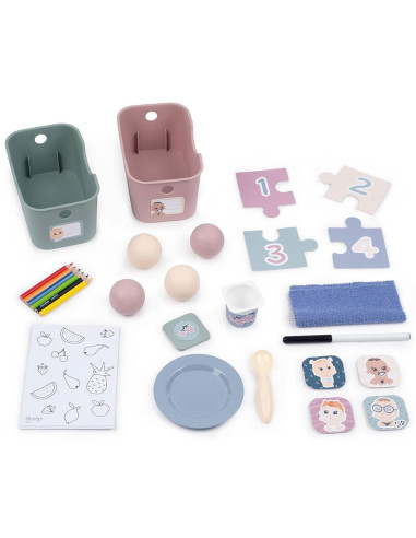 S7600240307,Centru de ingrijire pentru papusi Smoby Baby Care Childcare Center albastru roz cu accesorii