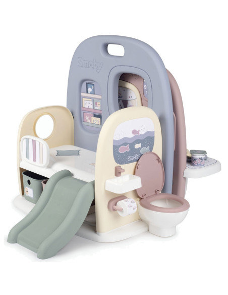 S7600240307,Centru de ingrijire pentru papusi Smoby Baby Care Childcare Center albastru roz cu accesorii