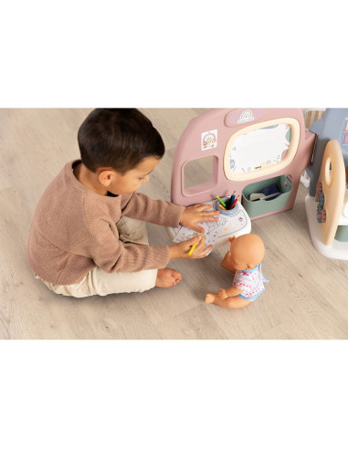 S7600240307,Centru de ingrijire pentru papusi Smoby Baby Care Childcare Center albastru roz cu accesorii