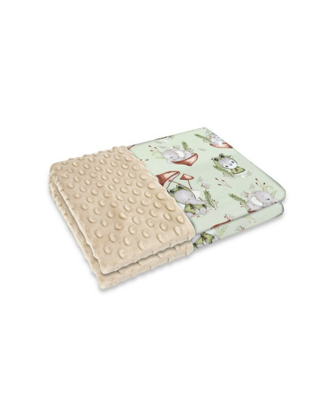 BN-6426972023443,Qmini - Paturica pufoasa cu doua fete, Dimensiune 75x100 cm, Din tesatura Minky si bumbac, Materiale certificat