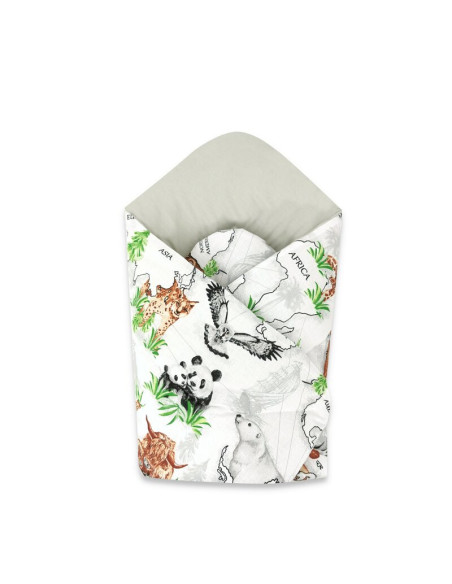 BN-6426972023634,Qmini - Paturica de infasat cu doua fete, Cu multiple utilizari, Cu inchidere arici velcro, Dimensiune 75x75 cm