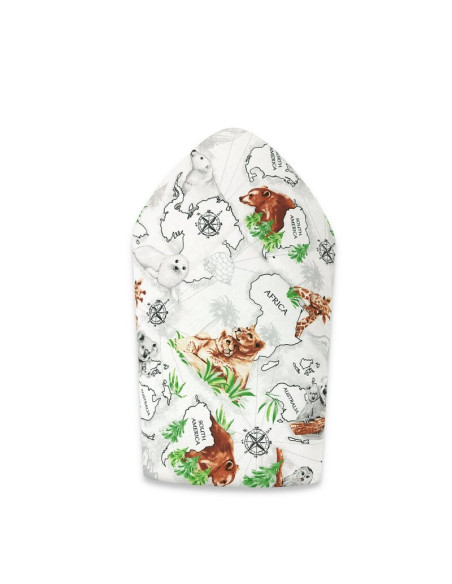 BN-6426972023634,Qmini - Paturica de infasat cu doua fete, Cu multiple utilizari, Cu inchidere arici velcro, Dimensiune 75x75 cm