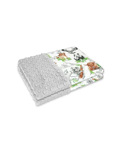 BN-6426972023740,Qmini - Paturica pufoasa cu doua fete, Dimensiune 75x100 cm, Din tesatura Minky si bumbac, Materiale certificat