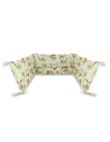 BN-6426972023313,Qmini - Aparatoare pentru patut 120x60 cm, Din bumbac certificat Oeko Tex Standard 100, 180x30 cm, Cu panglici,