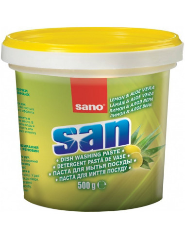 Detergent pasta pentru vase, 500 gr, Lemon si Aloe Vera, SANO