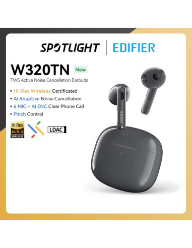 W320TN-IV,Casti Edifier, wireless, intraauriculare - butoni, pt smartphone, microfon pe casca, conectare prin Bluetooth 5.3, ANC