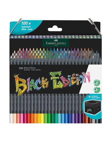 FC116411,Creioane colorate 100 bucati/set, Black Edition Faber-Castell