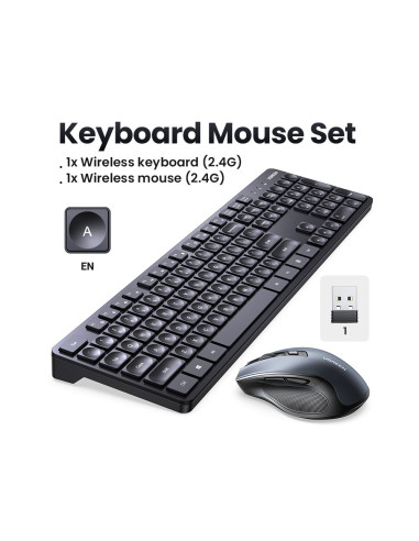 15659,Kit tastatura si Mouse Ugreen, "MK006", wireless 2.4 G, 104 taste format standard, mouse 1000dpi, 3/1 butoane
