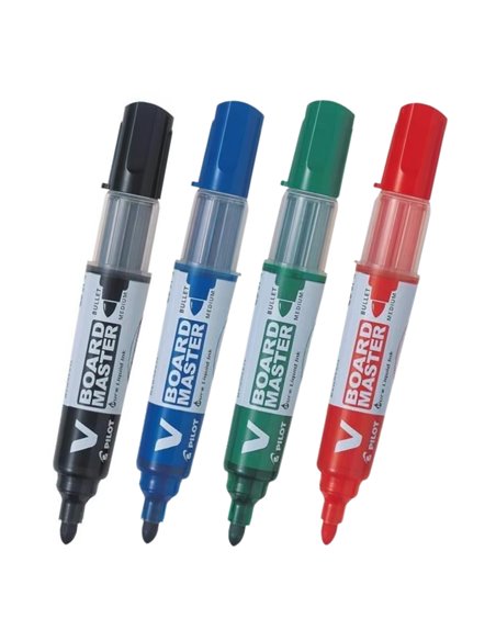 VB4+B,Set 4 Markere WHITEBOARD Pilot Vboard master vf rotund + Burete