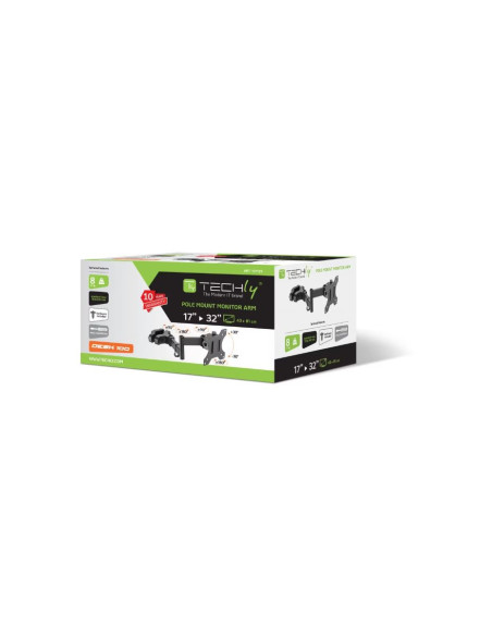 ICA-LCD110BK,Suport pentru TV / LCD/ LED de perete, brat 3 articulatii, Techly, 17-32 inch, mobil, Negru, ICA-LCD 110BK