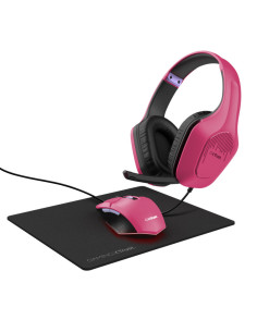 TR-25179,Kit Trust GXT790P TRIDOX 3-IN-1 - Mouse Optic, USB, Pink + Casti cu microfon, USB, Roz + Mouse Pad, Negru