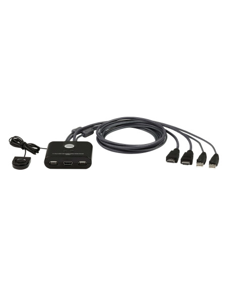 CS22HF,KVM switch ATEN CS22HF, 1920 x 1200 Pixel, Full HD, 1,5 W, Negru