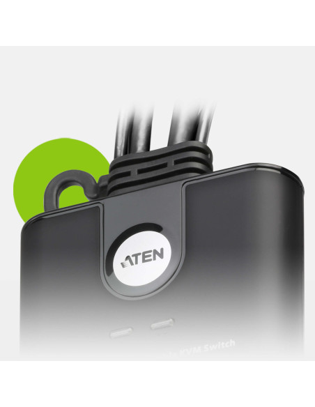 CS22HF,KVM switch ATEN CS22HF, 1920 x 1200 Pixel, Full HD, 1,5 W, Negru