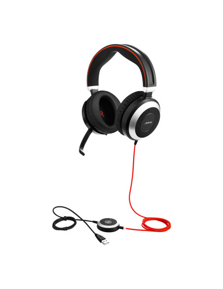 7899-823-109,Casti cu microfon Jabra Evolve 80 MS, USB-A/3.5mm jack, Black-Red