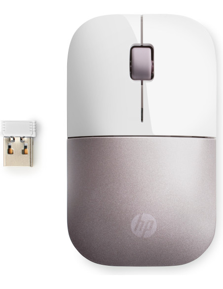 4VY82AA#ABB,HP Wireless Z3700 - White/Pink, Ambidextru, RF fara fir, 1200 DPI, Roz, Alb