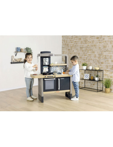 S7600312308,Bucatarie Smoby Tefal Evolutive albastru cu accesorii