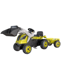 S7600710132,Tractor cu pedale si remorca Smoby Farmer Max verde cu negru