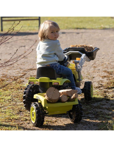 S7600710132,Tractor cu pedale si remorca Smoby Farmer Max verde cu negru