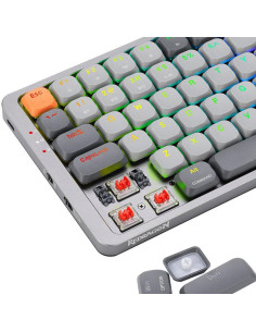 K652GG-RGB-PRO,Tastatura gaming mecanica Bluetooth cu fir si wireless Redragon Azure gri iluminare RGB switch-uri rosii 2