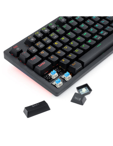 K598P-KBS,Tastatura gaming Bluetooth cu fir si wireless Redragon Karma neagra iluminare RGB switch-uri albastre