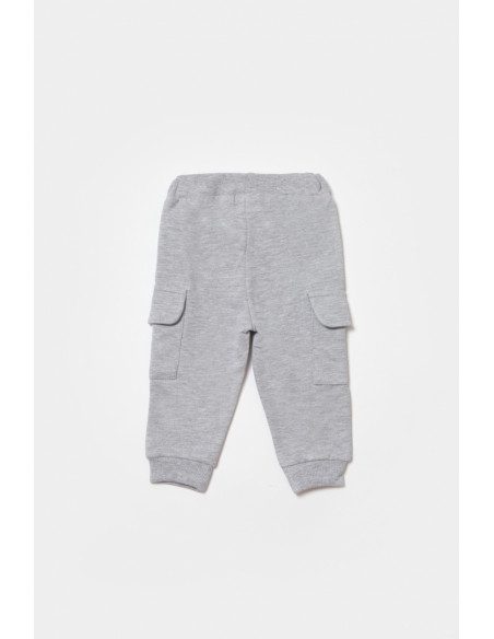UP-BC-CSY8016-9,Pantaloni cu buzunare laterale, Two thread, 100%bumbac organic - Gri, BabyCosy (Marime: 9-12 luni)