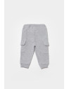 UP-BC-CSY8016-9,Pantaloni cu buzunare laterale, Two thread, 100%bumbac organic - Gri, BabyCosy (Marime: 9-12 luni)