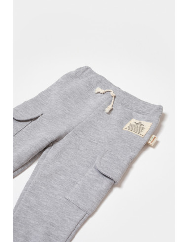 UP-BC-CSY8016-9,Pantaloni cu buzunare laterale, Two thread, 100%bumbac organic - Gri, BabyCosy (Marime: 9-12 luni)