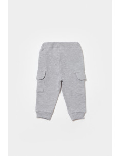 UP-BC-CSY8016-3,Pantaloni cu buzunare laterale, Two thread, 100%bumbac organic - Gri, BabyCosy (Marime: 3-6 Luni) 2