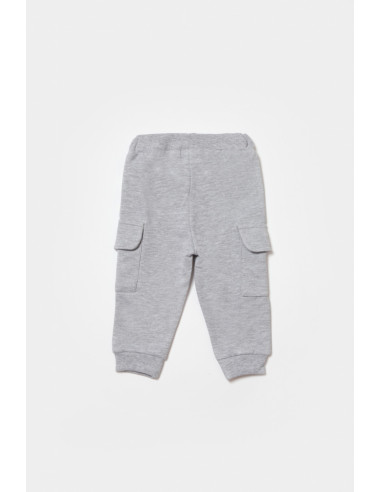 UP-BC-CSY8016-18,Pantaloni cu buzunare laterale, Two thread, 100%bumbac organic - Gri, BabyCosy (Marime: 18-24 Luni)