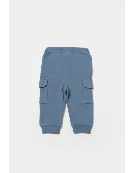 UP-BC-CSY8017-9,Pantaloni cu buzunare laterale, Two thread, 100%bumbac organic - Indigo, BabyCosy (Marime: 9-12 luni)