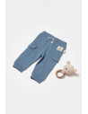 UP-BC-CSY8017-3,Pantaloni cu buzunare laterale, Two thread, 100%bumbac organic - Indigo, BabyCosy (Marime: 3-6 Luni)