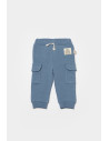 UP-BC-CSY8017-3,Pantaloni cu buzunare laterale, Two thread, 100%bumbac organic - Indigo, BabyCosy (Marime: 3-6 Luni)