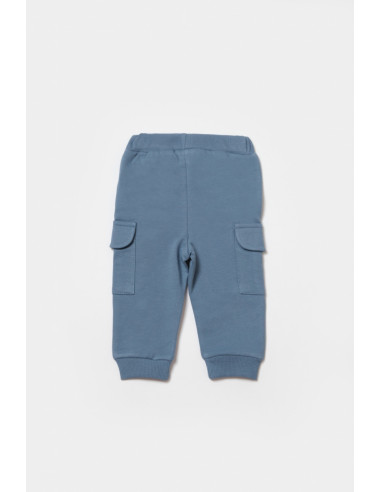 UP-BC-CSY8017-12,Pantaloni cu buzunare laterale, Two thread, 100%bumbac organic - Indigo, BabyCosy (Marime: 12-18 Luni)