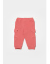 UP-BC-CSY8018-9,Pantaloni cu buzunare laterale, Two thread, 100%bumbac organic - Rose, BabyCosy (Marime: 9-12 luni)