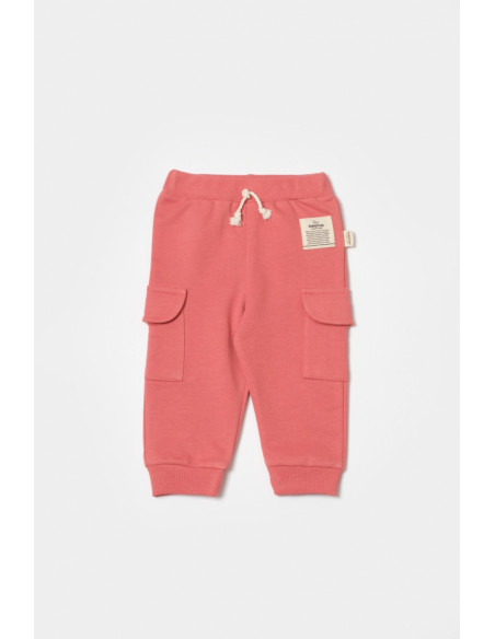 UP-BC-CSY8018-9,Pantaloni cu buzunare laterale, Two thread, 100%bumbac organic - Rose, BabyCosy (Marime: 9-12 luni)