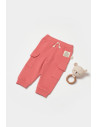 UP-BC-CSY8018-3,Pantaloni cu buzunare laterale, Two thread, 100%bumbac organic - Rose, BabyCosy (Marime: 3-6 Luni)