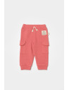 UP-BC-CSY8018-12,Pantaloni cu buzunare laterale, Two thread, 100%bumbac organic - Rose, BabyCosy (Marime: 12-18 Luni)