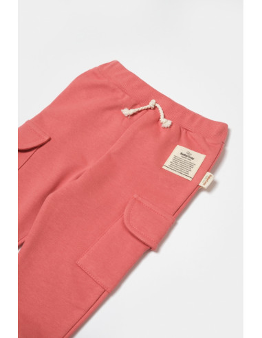 UP-BC-CSY8018-12,Pantaloni cu buzunare laterale, Two thread, 100%bumbac organic - Rose, BabyCosy (Marime: 12-18 Luni)