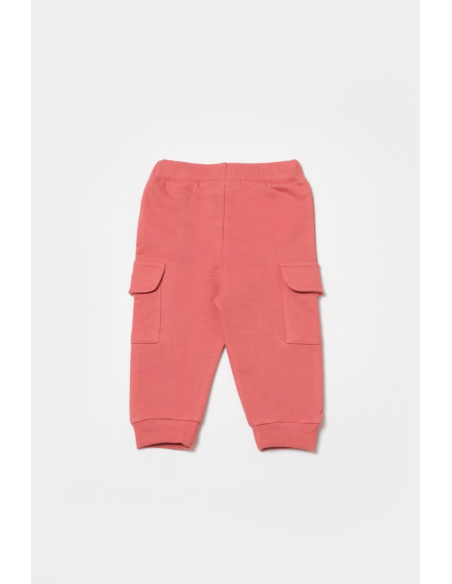 UP-BC-CSY8018-18,Pantaloni cu buzunare laterale, Two thread, 100%bumbac organic - Rose, BabyCosy (Marime: 18-24 Luni)