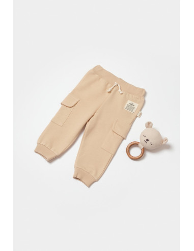 UP-BC-CSY8019-6,Pantaloni cu buzunare laterale, Two thread, 100%bumbac organic - Stone, BabyCosy (Marime: 6-9 luni)