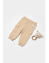 UP-BC-CSY8019-9,Pantaloni cu buzunare laterale, Two thread, 100%bumbac organic - Stone, BabyCosy (Marime: 9-12 luni)