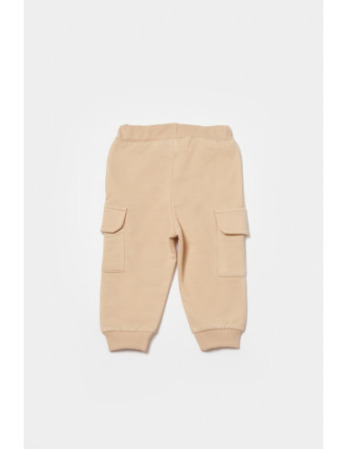 UP-BC-CSY8019-12,Pantaloni cu buzunare laterale, Two thread, 100%bumbac organic - Stone, BabyCosy (Marime: 12-18 Luni)